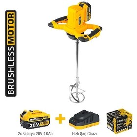 Resim Sgs SGS5440 - 20 Volt 4 Amper Akülü Boya Harç Karıştırıcı Mikser Çift Akülü 