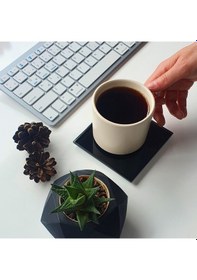 Resim Decorita Cam Bardak Altlığı Düz Siyah 4'lü Takım 10 x 10 CM Siyah 