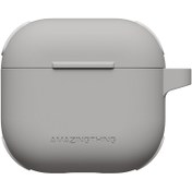 Resim Airpods 4 Kılıf Amazingthing Airbag Köşe Tasarımlı Omni Serisi Silikon Kılıf Gri 