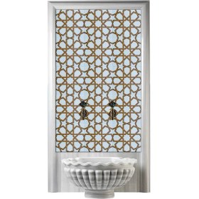Resim Armada Çini 60x100 Cm SP 89-v Sarı Beyaz Serigraf Türk Hamamı Pano 