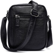 Resim Men's Black Long Strap Leather Messenger Bag Derimod