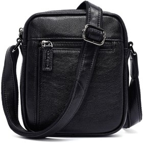 Resim Men's Black Long Strap Leather Messenger Bag 