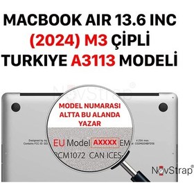 Resim Novstrap Apple Uyumlu MacBook Air M3 13.6 İnç A3113 İle Türkçe Q Klavye Siyah Klavye Koruyucu Kılıf Karışık Çok Renkli 