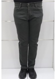 Resim Dmctekstil Hacker Denim Erkek Haki Yeşil Normal Bel Rahat Kesim Dar Paça Jean Pantolon 