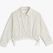 Resim Kız Çocuk Crop Gömlek Uzun Kollu Düğmeli Beli Lastikli Pamuklu 