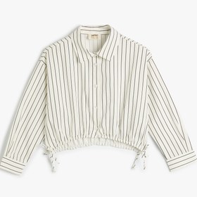 Resim Kız Çocuk Crop Gömlek Uzun Kollu Düğmeli Beli Lastikli Pamuklu 