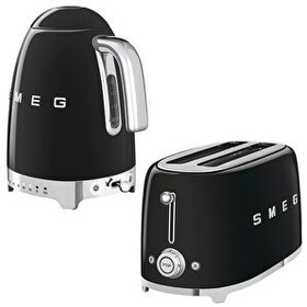 Resim Smeg KLF04BLEU Siyah Isı Ayarlı Kettle ve TSF02BLEU 2x4 Ekmek Kızartma Makinesi Seti 