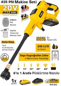 Resim İBTAŞ Sgs5410 - 20 Volt Akülü Şarjlı Yüksek Basınçlı Oto Araba Bahçe Yıkama Sulama Tabancası Makinesi 