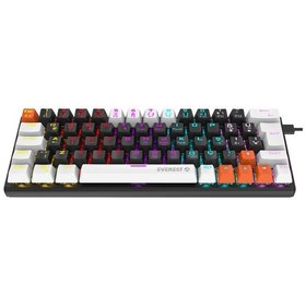 Resim Everest Parley Siyah/Beyaz Rainbow Aydınlatmalı RED Switch Mekanik Kablolu Oyuncu Klavyesi 