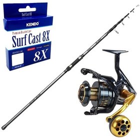 Resim Yekoutdoor Surf Olta Seti Okuma Alaris Tele Surf 420 Cm 100-200 Gr Surf Kamışı&okuma Salina Sa-6000ha Blue 6+1bb Olta Makinesi 