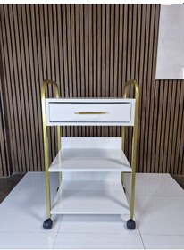 Resim Beyaz Çekmeceli Gold Detay Etejer 