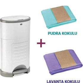 Resim 16 Lt Bebek Bezi Çöp Kovası ve Lavanta-Pudra Kokulu Çöp Poşeti Seti 
