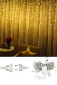 Resim Modaba 16 Saçaklı 4 Mt Dekoratif 96 Led Işık Sarkıt Sarı Renk Ip Perde Iç Mekan Dış Mekan Perde Led 