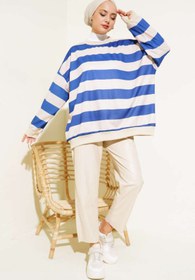 Resim VOLT CLOTHİNG Kadın Yatay Çizgili Oversize Tunik 