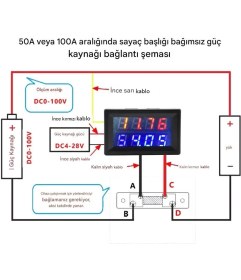 Resim YATE10 Dc 0-100V 0-100A Voltampermetre+Şönt Bara Direnci 