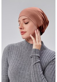 Resim Sonbaharmoda Kadın Tesettür Hazır Pratik Geçmeli Bone Lastikli Kaymaz Gül Kurusu Gül Kurusu 