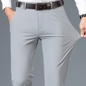 Resim 2025 Yeni Erkekler İçin Yüksek Esneklikli Ice Sliky Fiber Kumaş Pantolon - Pürüzsüz Dokunuş, Nefes Alabilir & Esnek, Orta Bel Düzenli Kesim ve Düğme Detaylı Ofis & Günlük Kullanım için, Tüm Mevsimler Rahatlığı, Şık Görünüm, Dayanıklı Malzeme 