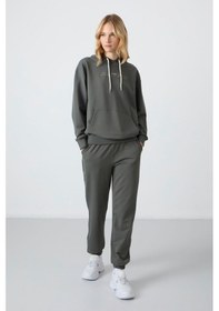 Resim Tommy Life Çağla Kapüşonlu Kanguru Cep Oversize Lastik Paça Kadın Eşofman Takımı - 95288 Çağla 