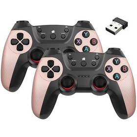 Resim Km-029 2.4g Kablosuz Kontrol Cihazı 1 - 2 Usb Alıcı 2 Gamepad Rose Pembe 