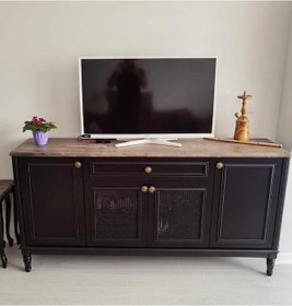 Resim Masifart_Mobilya Masifart Liam Siyah Kapaklı Hasırlı Konsol 