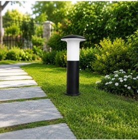 Resim Zita 41 cm Set Üstü Bahçe Armatürü Siyah Mantar Model IP54 Su Geçirmez E27 Ampul Uyumlu Yerli Üretim Dış Mekan Lamba 
