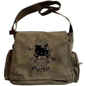 Resim Genel Markalar Dape Hello Gothic Baskılı Unisex Yeşil Postacı Çantası 