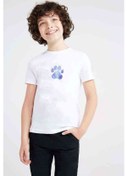 Resim Watercolor Paw Baskılı Unisex Çocuk Beyaz T-Shirt 