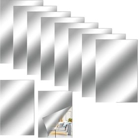 Resim Kyrotech 2 Adet Kendinden Yapışkanlı Akrilik Pleksi Ayna, Esnek Dekoratif Sticker Duvar Aynası, Kırılmaz, Hafif, Kolay Montajlı Modern Süsleme, Ev, Ofis, Banyo ve Çocuk Odası İçin (Gümüş, 5x15 CM) 