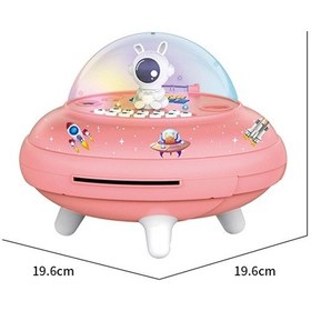 Resim 19.6 X 13.7 X 19.6 Cm Ufo Uçan Daire Para Bankası Oyuncaklar Çocuk Astronot Akıllı Simülasyon Tasarruf Kavanoz Mavi Erkek Astronot 
