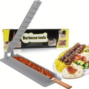 Resim 1 adet Manuel Barbekü Şiş Yapıcı - Ahşap Saplı Dayanıklı Plastik Kebap Izgara Aracı, 13.79cm x 4.98cm, Ev Yapımı Et & Sebze Şişleri, Kebap Şişleri için Mükemmel 