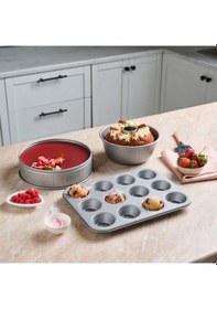 Resim Karaca Luna Bake 3 Parça Kek Kalıbı Seti Gri 