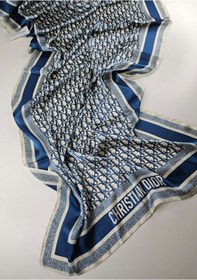 Resim Miorel Scarfs Yeni Sezon Harf Desen Cd Vual İpek Şal Fular Silk Scarfs Shawl Hijab Lacivert 