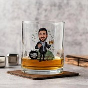 Resim Ultra Zengin Erkek Karikatürlü Viski Bardağı 