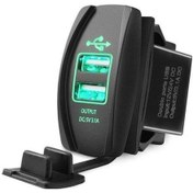 Resim Yeşil Cep Telefonu İçin 3.1a Çift Usb Bağlantı Noktası Şarj Aleti Priz 12v Led Su Geçirmez Yeşil 