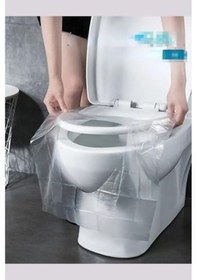 Resim Klozet Kapağı Kılıfı Hijyenik Seyahat Tek Kullanımlık Klozet Wc Örtüsü 50 Adet Açık Ahşap 