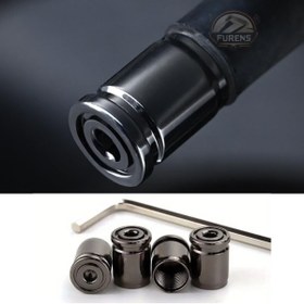 Resim Furens Piano Black Otomobil Araba Motosiklet 4'lü Sibop Kapak Seti Anahtar Sıkmalı Alüminyum 