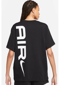 Resim Nike Air Sportswear Tee Loose Fit Kadın Büyük Beden %100 Pamuk Tişört Siyah Siyah 