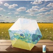 Resim Willowhaven Siyah Yapışkan Güneş Şemsiyesi: Buğday Tarlası Ve Selvi Ağaçları Sanatlı Taşınabilir Şemsiye, Dış Mekan Seyahat Plaj İçin 