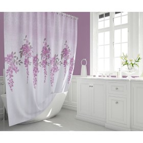 Resim Tropikhome Lila Banyo Duş Perdesi 180x200 cm Yeşim Desen Küvet Perdesi Tek Kanat Perde 