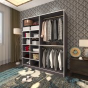 Resim Kenzlife giysi dolabı fikret 180*180*45 gri gardırop 