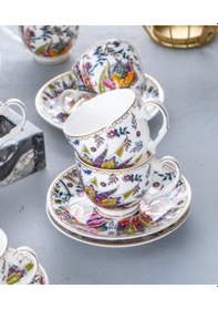 Resim Acar Kaira Çiçekli Motif Desen 6 Kişilik Porselen Fincan Takımı 5034 