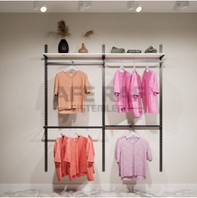 Resim AFE DEKOR Mağaza Raf Sistemi, Askılık Sistemi, Butik Rafı, Mağaza Stand, Giyinme Odası-125x200 