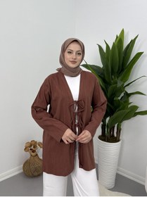 Resim VOLT CLOTHİNG Önden Bağcıklı Keten Kimono 