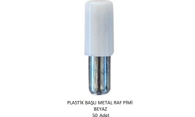 Resim Plastik Metal Başlı Raf Pimi beyaz 50 adet 