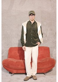 Resim Defacto Regular Fit Polo Yaka Fitilli Kadife Uzun Kollu Gömlek E9024ax25wnkh444 Haki-kh444 