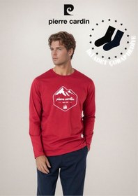 Resim Pierre Cardin Erkek %100 Pamuk Desenli Uzun Kol Pijama Takımı Ol.pc.6097.001-bordo-s Çok Renkli 