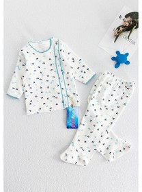 Resim Babymod Önden Çıt Çıtlı Pati Desenli Ikili Bebek Takımı Bej 