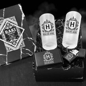 Resim Premium İsimli ve Harfli Rakı Bardağı ve Sigara Seti Kutusu 