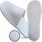 Resim 500 Çift Kaymaz Taban Çift Katlı Havlu Beyaz Otel Terliği Tek Kullanımlık Kullan At Beyaz 