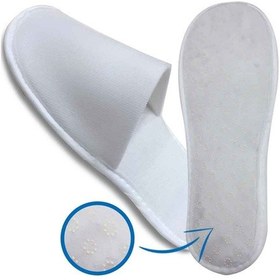 Resim 500 Çift Kaymaz Taban Çift Katlı Havlu Beyaz Otel Terliği Tek Kullanımlık Kullan At Beyaz 